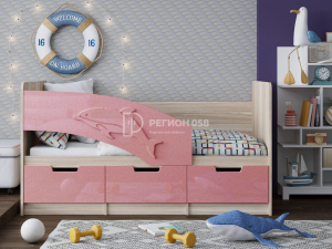 Кровать Дельфин-6 МДФ 1800 Розовый металлик