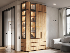 Шкаф со стеклом Норд Дуб Крафт