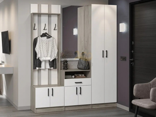 Прихожая Вега дуб крафт серый/белый