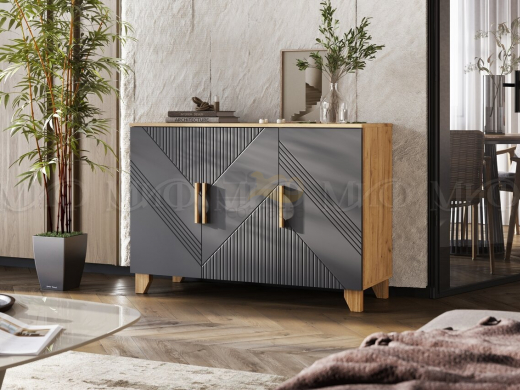 Комод (1200) Ирис Браш Графит, Дуб Крафт