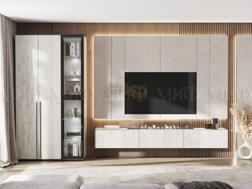 Модульная гостиная Норд Дуб Крафт Белый