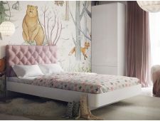 Кровать Милана-3 с каретной стяжкой розовая