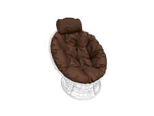 Кресло Папасан мини с ротангом коричневая подушка