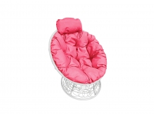 Кресло Папасан мини с ротангом розовая подушка