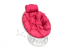 Кресло Папасан мини пружинка с ротангом красная подушка